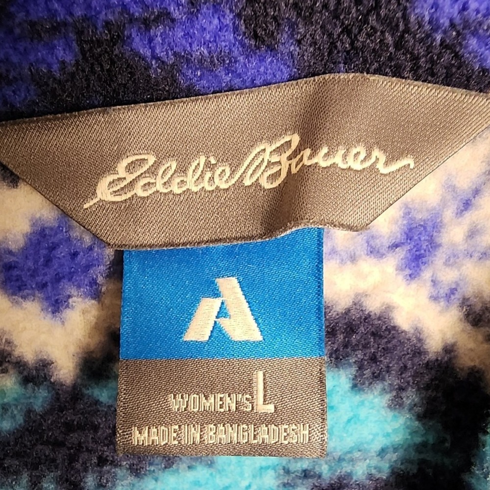 Eddie Bauer First Ascent Fleece Pullover‎ Aztec Tribal Print Purple Blue L - Picture 8 of 11